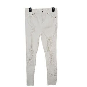 Wild Fable Size 6 White Stretch Distressed Skinny Leg Blue Jean